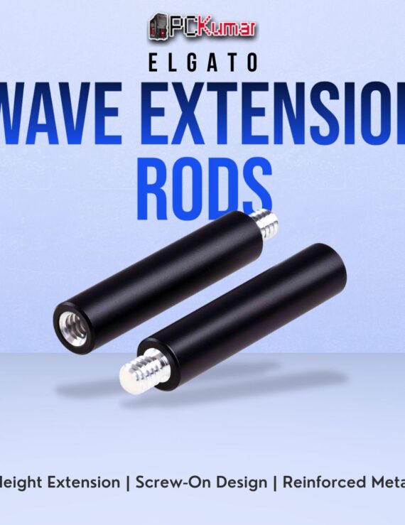Elgato Wave Extension Rods in a sleek cylindrical shape, boosting microphone arm height for better mic placement.