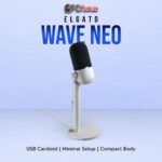 Elgato Wave Neo microphone featuring a simplified design, instantly recognized as a USB audio device for streaming or calls.