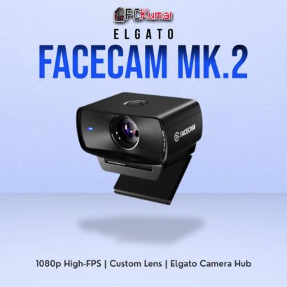 Elgato Facecam MK.2 in a compact rectangular enclosure, boasting professional lens hardware for streaming or conferencing.