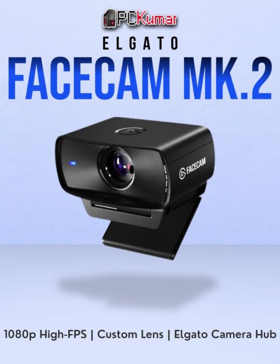Elgato Facecam MK.2 in a compact rectangular enclosure, boasting professional lens hardware for streaming or conferencing.