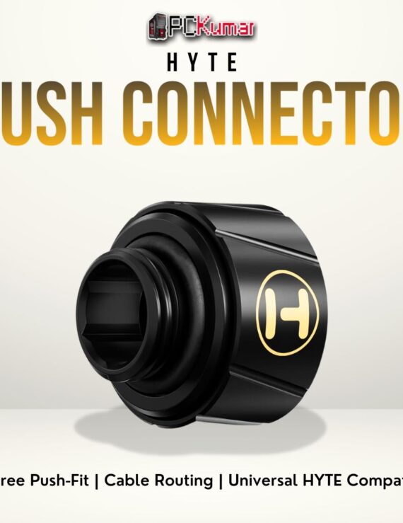 HYTE Push Connector accessory enabling easy cable coupling and tidier cable management in PC builds.