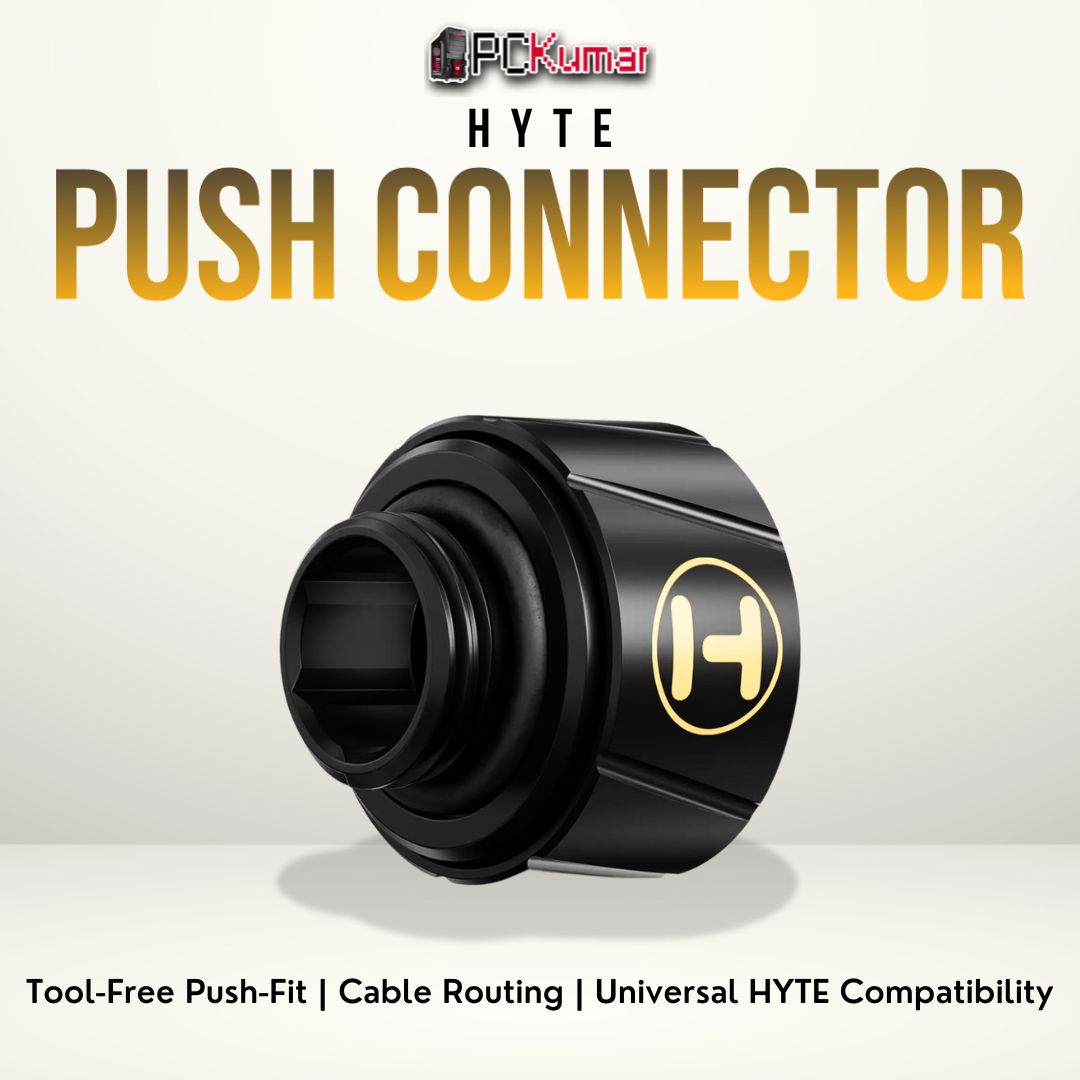 HYTE Push Connector accessory enabling easy cable coupling and tidier cable management in PC builds.
