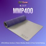 Grey NZXT MMP400 pad offering a smooth cloth layer atop a durable rubber base, perfect for compact gaming spaces.