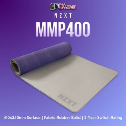 Grey NZXT MMP400 pad offering a smooth cloth layer atop a durable rubber base, perfect for compact gaming spaces.