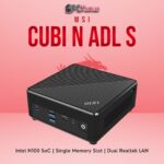 MSI Cubi N ADL S mini PC showcasing a compact black chassis, front USB ports, and Intel N100 processor.