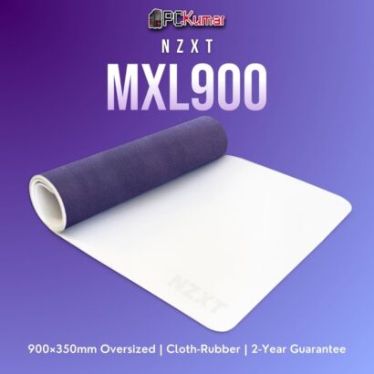 White NZXT MXL900 large mouse pad providing maximum desk coverage, stable friction, and easy portability.
