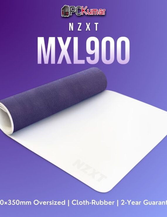 White NZXT MXL900 large mouse pad providing maximum desk coverage, stable friction, and easy portability.