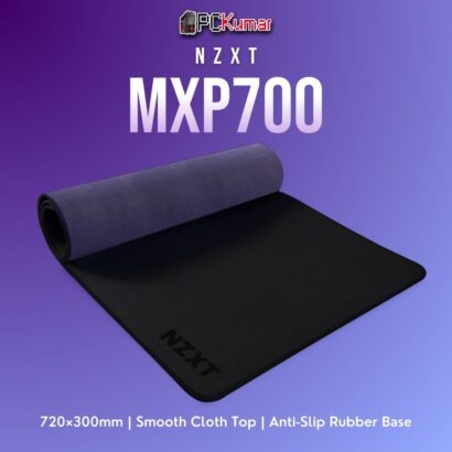 Black NZXT MXP700 extended mouse pad giving wide coverage for keyboard and mouse, with sturdy rubber backing.
