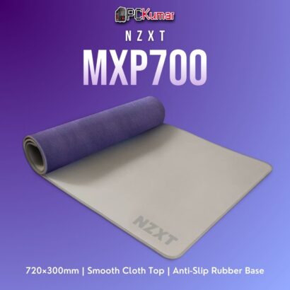 Grey NZXT MXP700 extended mat offering space for keyboard and mouse, a stable rubber base, and a sleek grey surface.