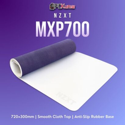 White NZXT MXP700 extended mouse pad providing a wide, uniform surface and robust rubber grip for secure gaming control.