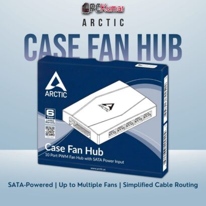 Arctic Case Fan Hub with multiple 4-pin outputs and a SATA power connector for easily managing multiple PWM fans.