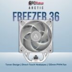 Arctic Freezer 36 tower cooler featuring a single 120mm fan, aluminum fins, and a copper heatpipe base.