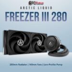 Arctic Liquid Freezer III 280 black all-in-one liquid cooler with a two-fan radiator and robust pump block.