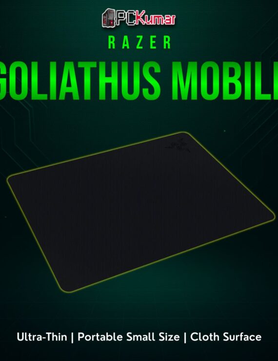 Razer Goliathus Mobile Stealth black mat, featuring a minimal design suitable for on-the-go laptop gaming or small desks.
