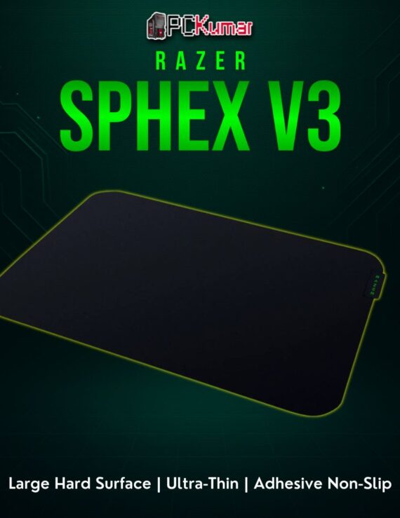 Razer Sphex V3 large black mat with a near paper-thin polycarbonate design, providing stable, frictionless mousing.