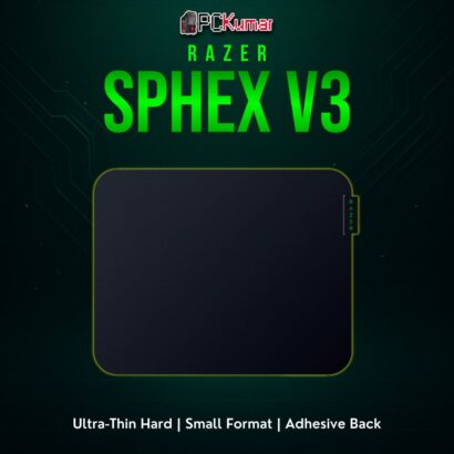 Razer Sphex V3 small black mat featuring a sleek top design and extremely low profile for unobtrusive gaming.