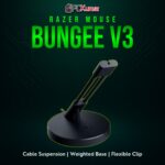 Razer Mouse Bungee V3 in black, presenting a simple tower with a top clip to keep mouse cable raised and untangled.