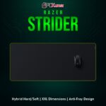 Razer Strider XXL black mat providing a balanced surface for both rapid glides and precise control, suitable for large desk setups.