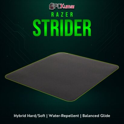Razer Strider Large black mat with a semi-rigid surface, bridging cloth’s control and a hard mat’s speed.