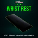 Razer Ergonomic Wrist Rest for mini keyboards, providing soft support in a compact dimension for smaller boards.