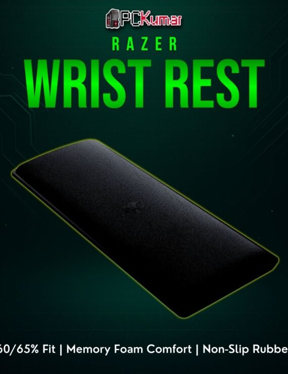 Razer Ergonomic Wrist Rest for mini keyboards, providing soft support in a compact dimension for smaller boards.