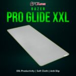 Razer Pro Glide XXL in a neutral gray design, offering extended coverage for an entire workspace, beneficial for office or casual gaming.