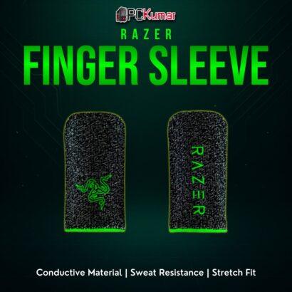 Razer Gaming Finger Sleeve in black/green, enabling improved mobile screen friction for consistent tapping or swiping in eSports titles.