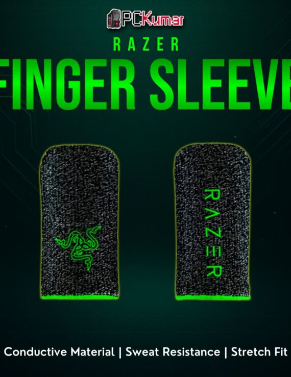 Razer Gaming Finger Sleeve in black/green, enabling improved mobile screen friction for consistent tapping or swiping in eSports titles.