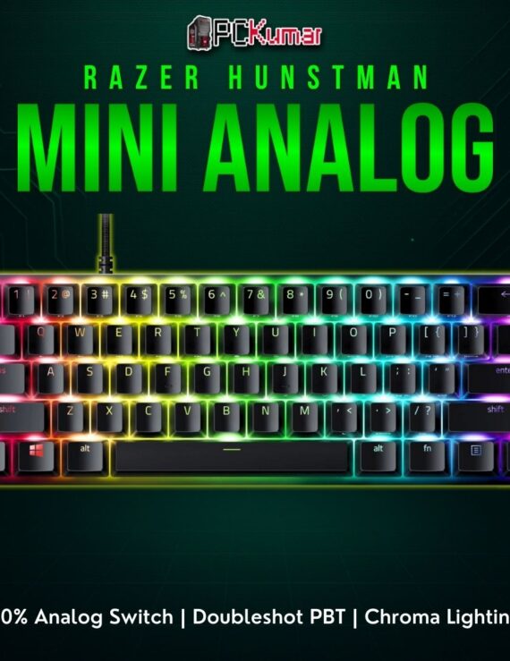 Razer Huntsman Mini Analog with a black casing and specialized analog optical switches for variable actuation.
