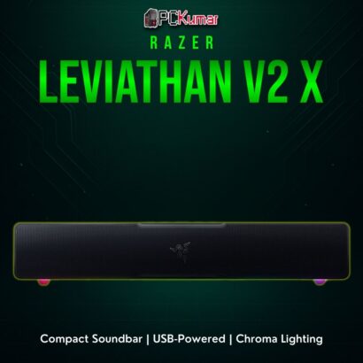 Razer Leviathan V2 X black soundbar with a reduced form factor, adding straightforward audio to PC gaming.