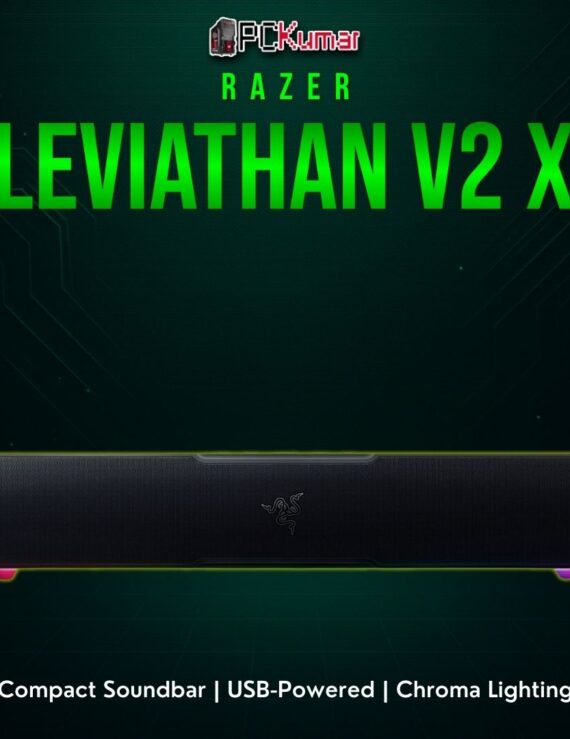 Razer Leviathan V2 X black soundbar with a reduced form factor, adding straightforward audio to PC gaming.