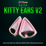 Razer Kitty Ears V2 in pastel color, easily attachable to a headphone headband for a cat-ear transformation.