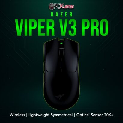 Razer Viper V3 HyperSpeed gaming mouse featuring a black symmetrical shell and advanced wireless technology.