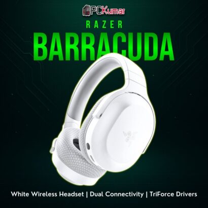 White Razer Barracuda multi-platform headset featuring an over-ear design, bridging gaming sessions and mobile usage.