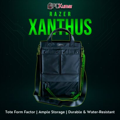 Razer Xanthus Tote Bag in a sleek black finish with subtle branding, suitable for everyday or office use.