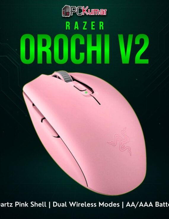 Razer Orochi V2 Quartz Edition in a pastel pink design, perfect for portable, low-latency gaming experiences.