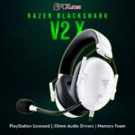 Razer BlackShark V2 X for PS featuring a black finish and subtle PlayStation detailing, ensuring crisp in-game audio.
