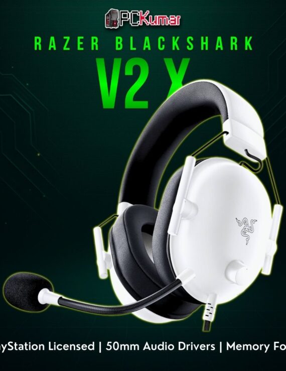 Razer BlackShark V2 X for PS featuring a black finish and subtle PlayStation detailing, ensuring crisp in-game audio.