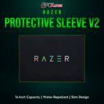 Razer Protective Sleeve V2 black for 16-inch laptops with a discreet brand logo, ensuring a tight, well-cushioned hold.