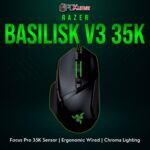 Razer Basilisk V3 35K in black, showcasing an advanced optical sensor and comfortable right-handed structure.