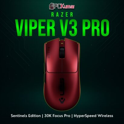 Razer Viper V3 Pro Sentinels Edition with a custom eSports team design on a sleek, lightweight wireless mouse.