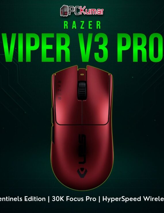 Razer Viper V3 Pro Sentinels Edition with a custom eSports team design on a sleek, lightweight wireless mouse.