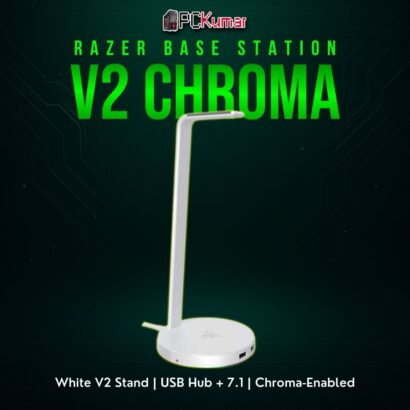 Razer Base Station V2 Mercury in white, featuring the same advanced USB hub and bottom lighting for a clean look.