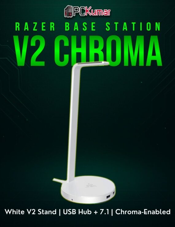 Razer Base Station V2 Mercury in white, featuring the same advanced USB hub and bottom lighting for a clean look.