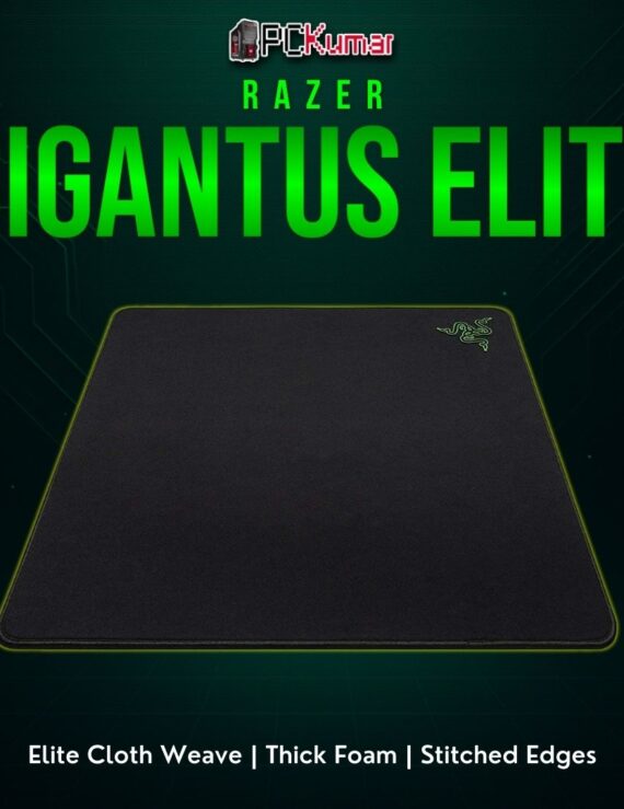 Razer Gigantus Elite black mat featuring a uniform cloth top, suitable for high accuracy across FPS or MOBA.