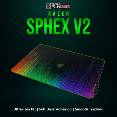 Razer Sphex V2 black mat with an almost invisible profile, designed for minimal friction and stable desk adhesion.