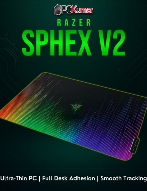 Razer Sphex V2 black mat with an almost invisible profile, designed for minimal friction and stable desk adhesion.