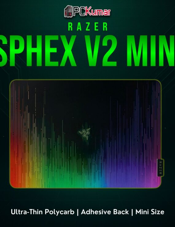 Razer Sphex V2 Mini black surface, extremely thin layer adhering to the desk for near-lagless, unintrusive tracking.