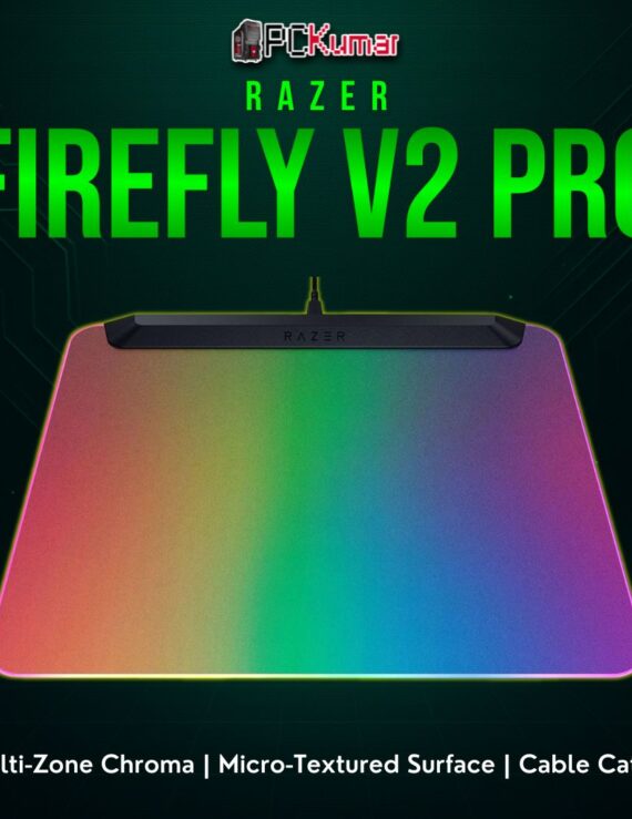 Razer Firefly V2 Pro black mat with an ultra-bright Chroma border, delivering distinct color segments for immersive lighting.