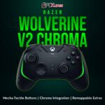 Razer Wolverine V2 Chroma black wired controller with side light strips and additional paddles for advanced Xbox gaming.